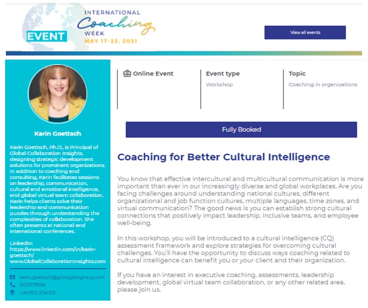 ICF Workshop: Coaching for Better Cultural Intelligence